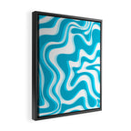  Trippy Glitch Retro Liquid Swirl Abstract Pattern Blue Framed Canvas Print Gallery Image 2