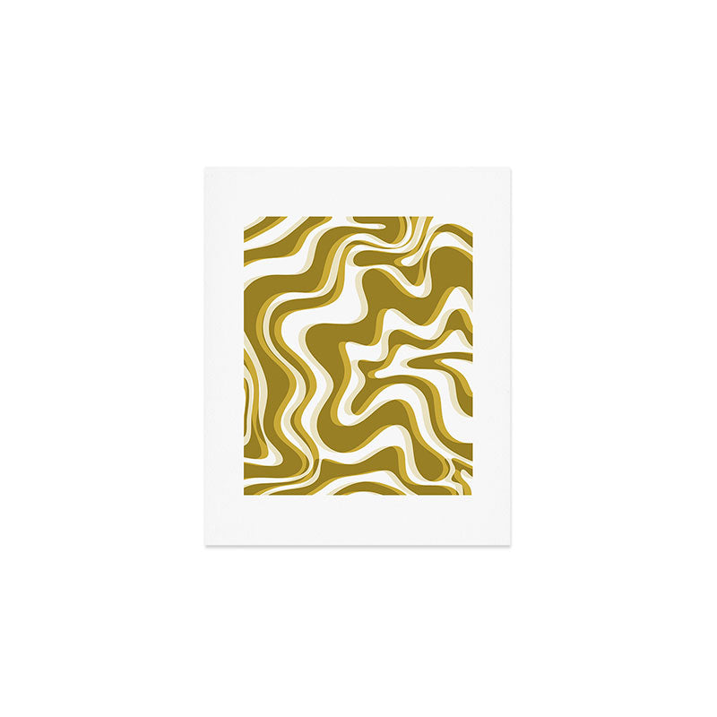 Trippy Glitch Retro Liquid Swirl Psychedelic Dark Mustard Abstract Pattern  Art Print Gallery Image 1