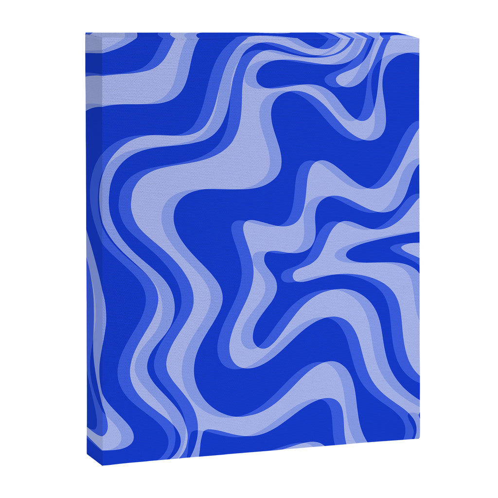 Trippy Glitch Retro Liquid Swirl Very Blue Abstract Pattern Canvas Print Gallery Image 6