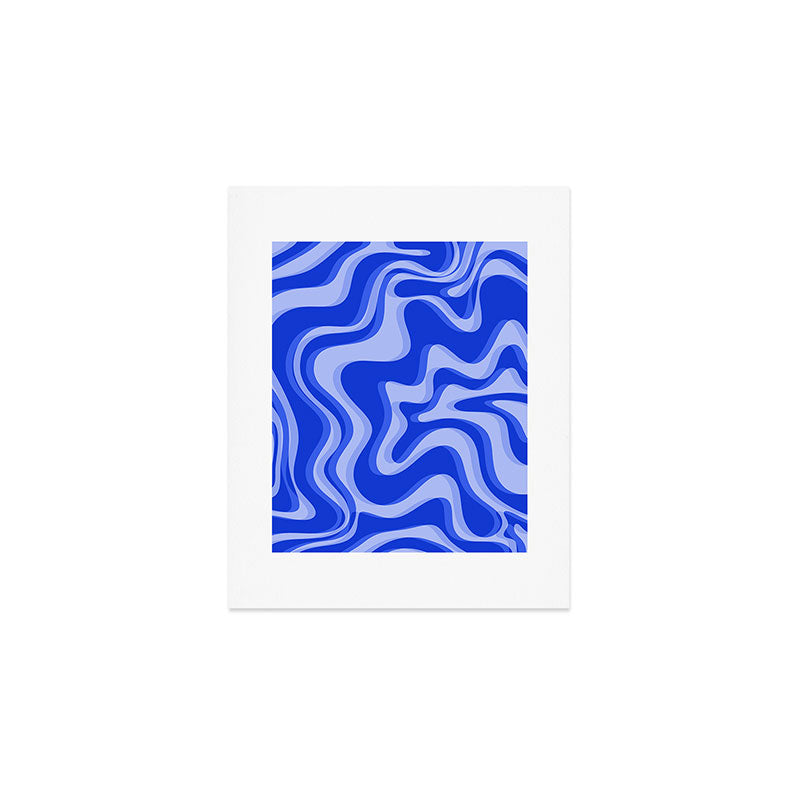 Trippy Glitch Retro Liquid Swirl Very Blue Abstract Pattern Art Print Gallery Image 1