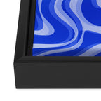 Trippy Glitch Retro Liquid Swirl Very Blue Abstract Pattern Framed Canvas Print Gallery Image 3
