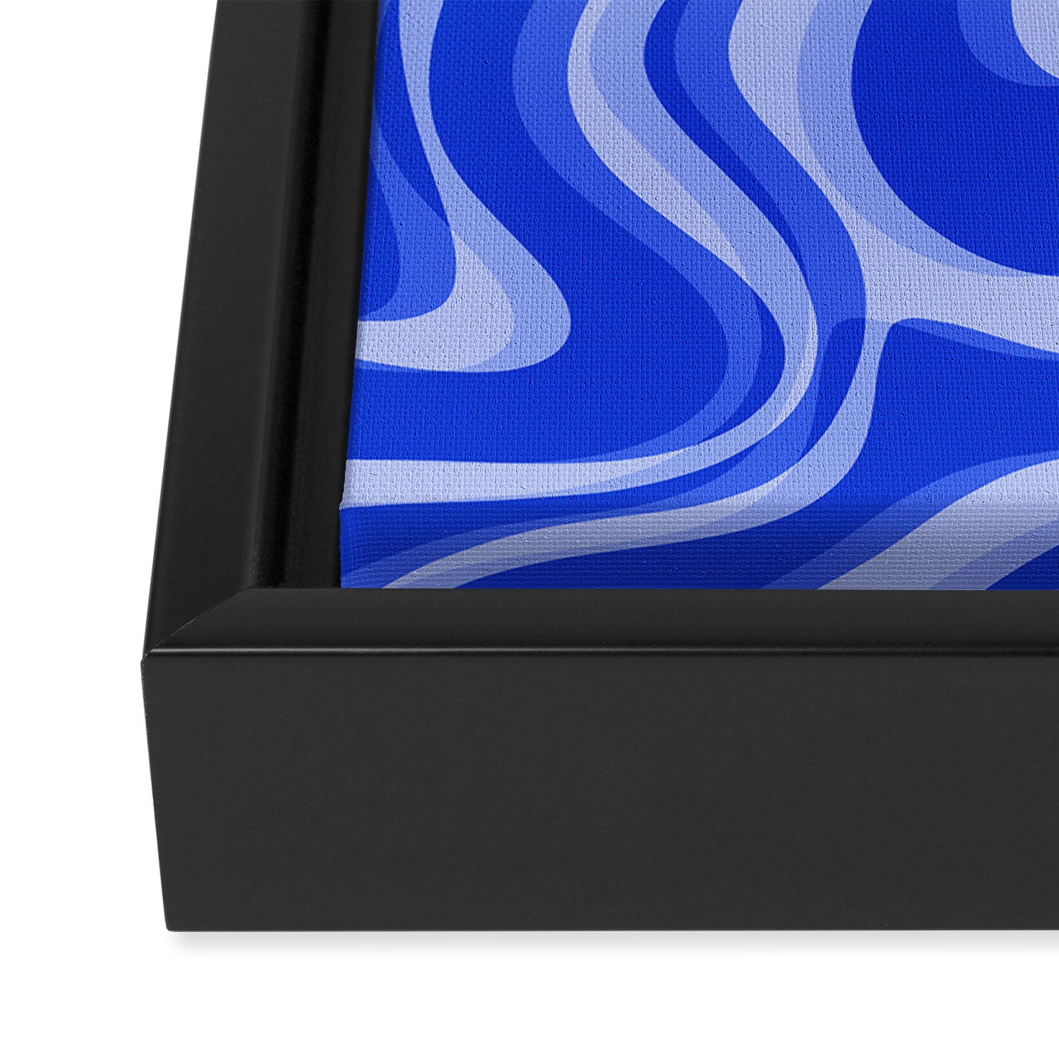Trippy Glitch Retro Liquid Swirl Very Blue Abstract Pattern Framed Canvas Print Gallery Image 3