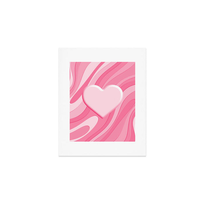Trippy Heart Pink Retro Pop Abstract Plastic Print Pattern Art Print Gallery Image 1