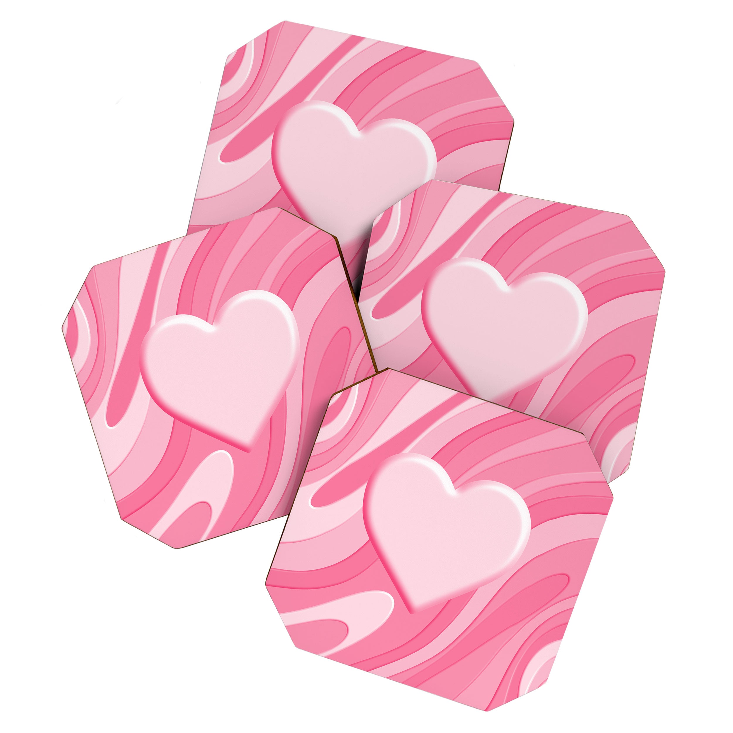 Trippy Heart Pink Retro Pop Abstract Plastic Print Pattern Coaster Gallery Image 1