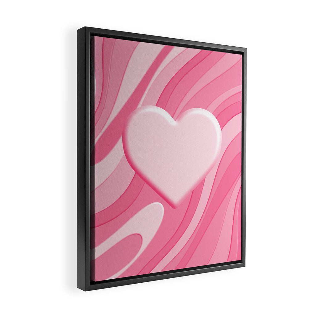 Trippy Heart Pink Retro Pop Abstract Plastic Print Pattern Framed Canvas Print Gallery Image 2