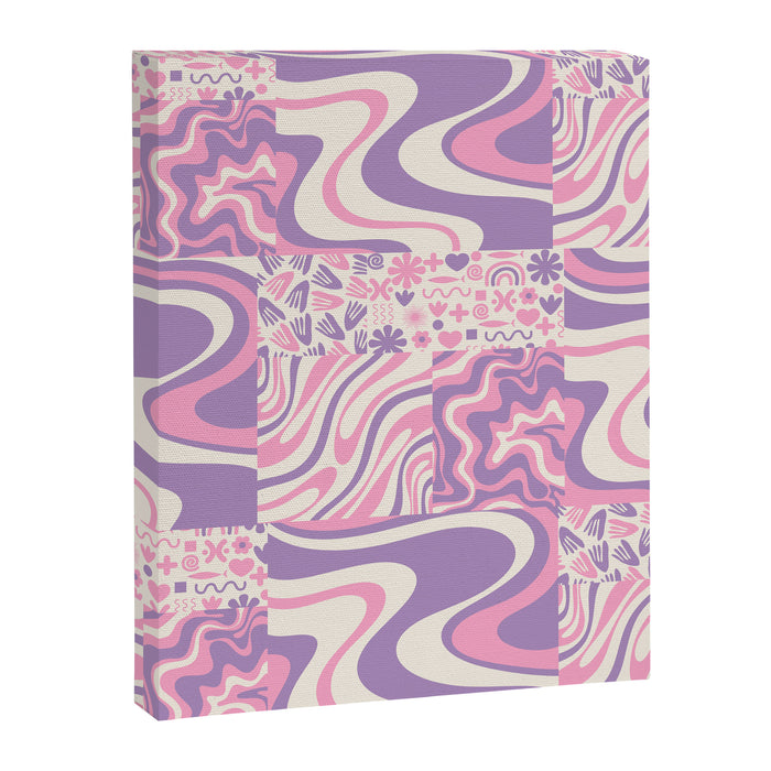 Trippy Patchwork Collage Retro Aesthetic Abstract Pattern Pink and Purple Canvas Print Gallery Image 1