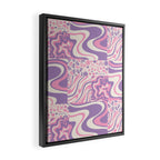 Trippy Patchwork Collage Retro Aesthetic Abstract Pattern Pink and Purple Framed Canvas Print Gallery Image 2