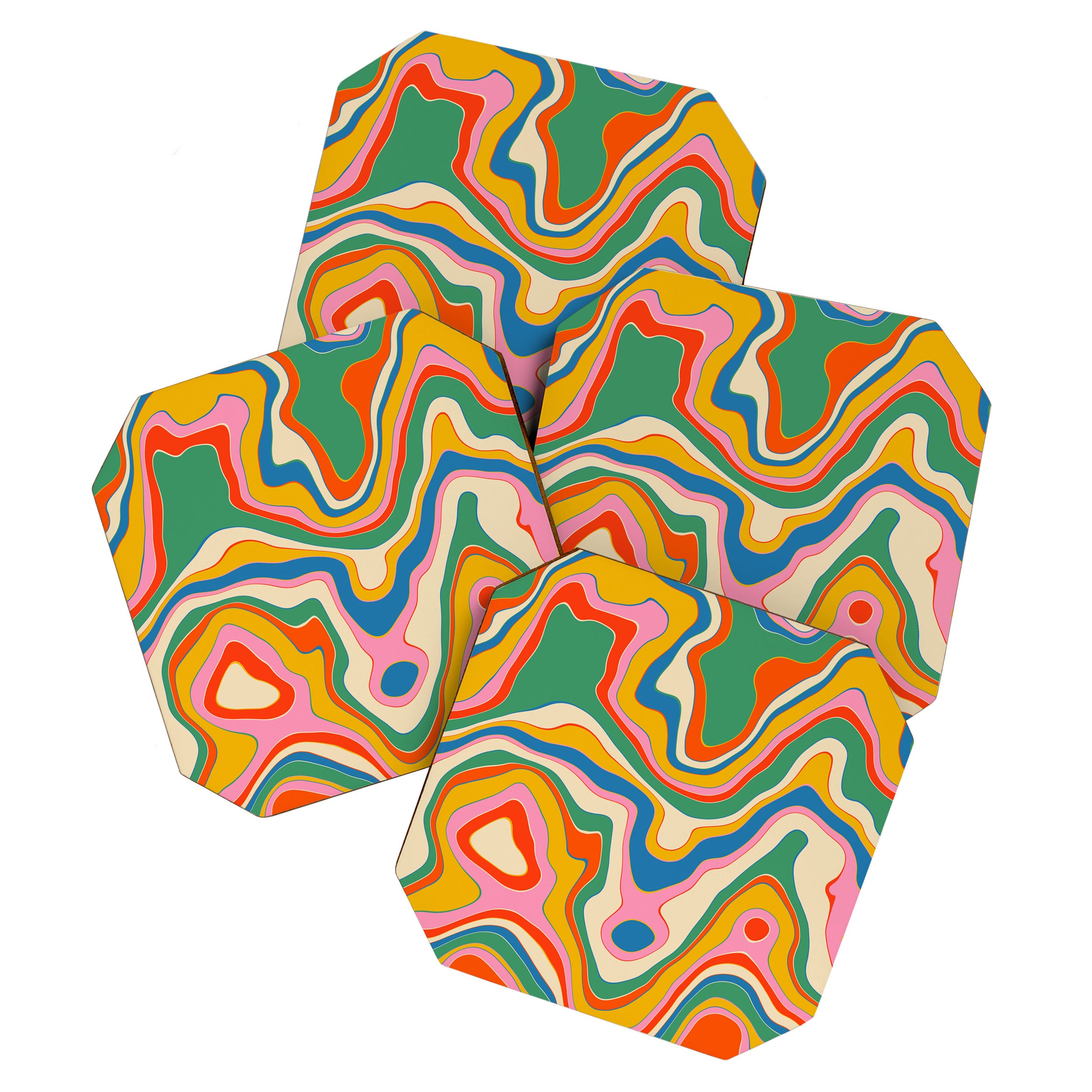 Trippy Rainbow Melt Colorful Abstract Pattern Coaster Gallery Image 1