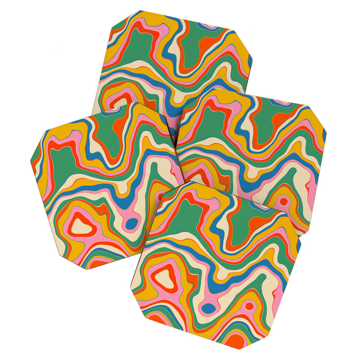 Trippy Rainbow Melt Colorful Abstract Pattern Coaster Gallery Image 1