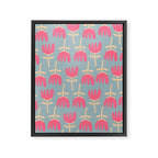 Tulips - Cheerful Scandi Floral Pattern in Pink, Apricot Cream, and Light Blue Framed Canvas Print Gallery Image 8
