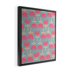 Tulips - Cheerful Scandi Floral Pattern in Pink, Apricot Cream, and Light Blue Framed Canvas Print Gallery Image 2