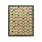 Tulips - Cute Scandinavian Floral Pattern in Midcentury Modern Mustard, Teal, Olive, and Orange on Beige Framed Canvas Print Gallery Image 8