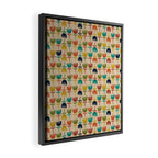 Tulips - Cute Scandinavian Floral Pattern in Midcentury Modern Mustard, Teal, Olive, and Orange on Beige Framed Canvas Print Gallery Image 2