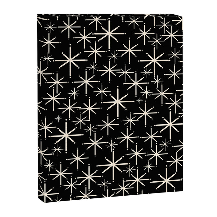 Twinkling Mid Century Modern Starburst Pattern Black and Cream Canvas Print Gallery Image 1