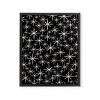 Twinkling Mid Century Modern Starburst Pattern Black and Cream Framed Canvas Print Gallery Image 8