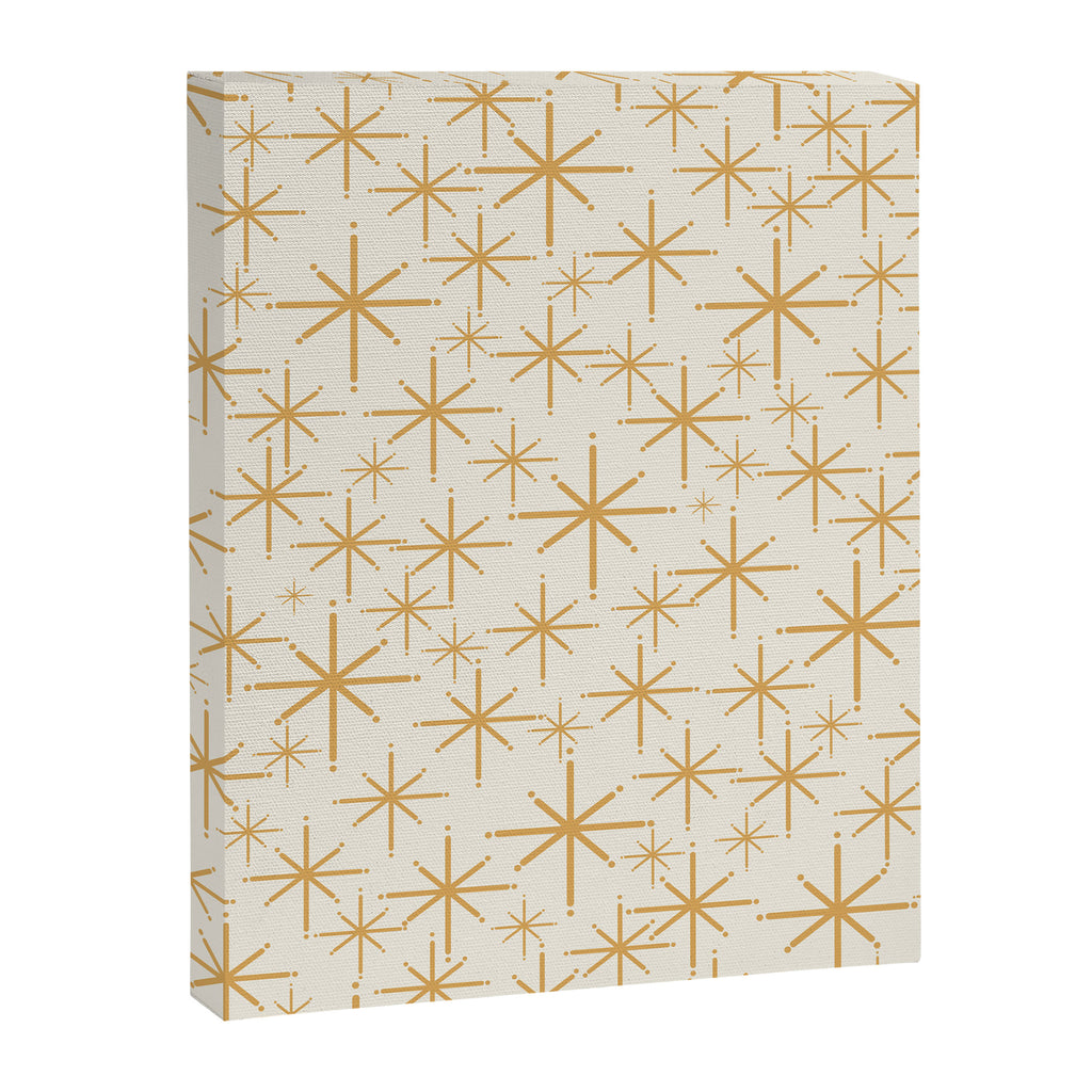 Twinkling Mid Century Modern Starburst Pattern Cream and Muted Mustard Gold Canvas Print Gallery Image 8