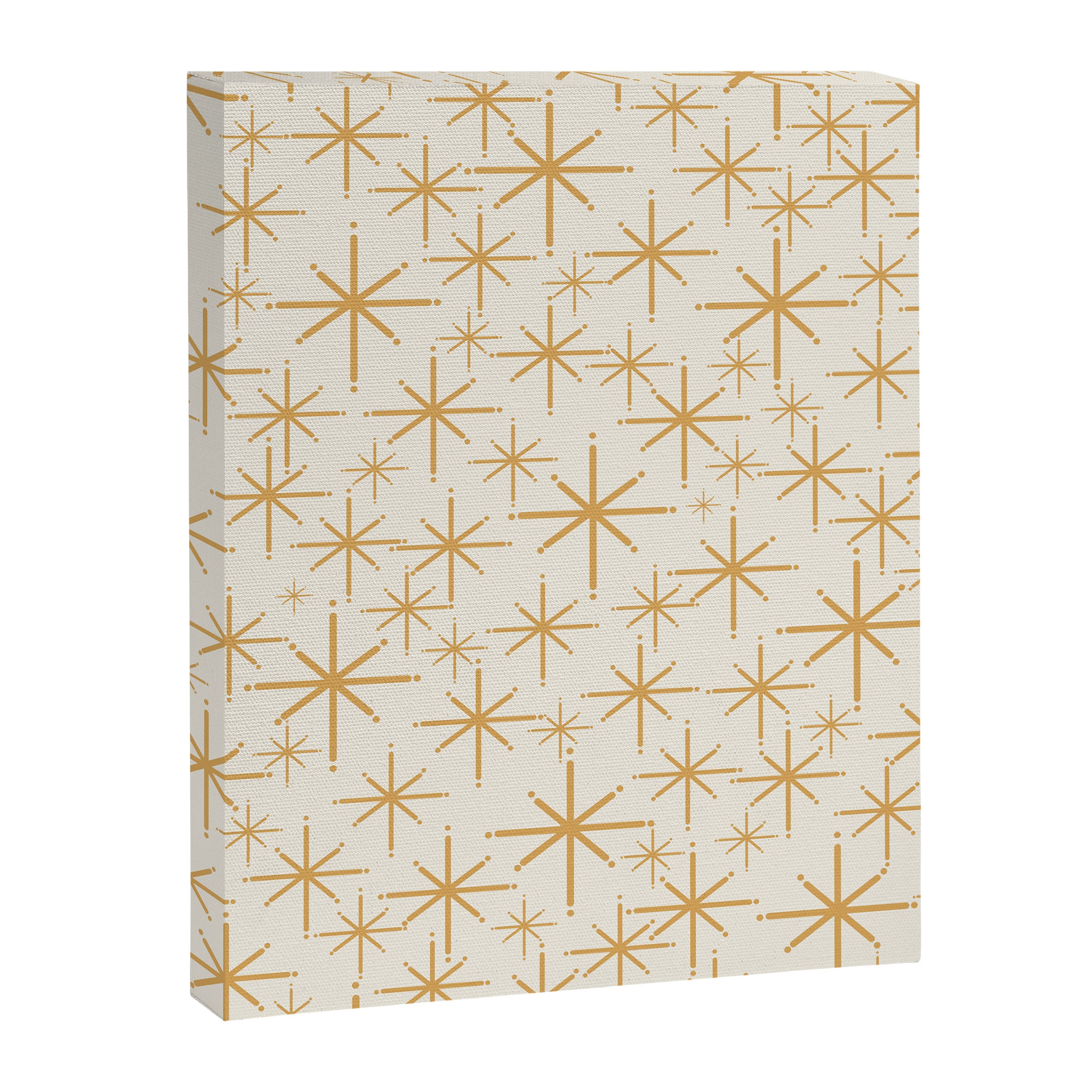 Twinkling Mid Century Modern Starburst Pattern Cream and Muted Mustard Gold Canvas Print Gallery Image 8