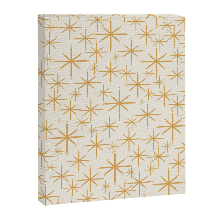 Twinkling Mid Century Modern Starburst Pattern Cream and Muted Mustard Gold Canvas Print Gallery Image 1