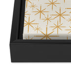 Twinkling Mid Century Modern Starburst Pattern Cream and Muted Mustard Gold Framed Canvas Print Gallery Image 3