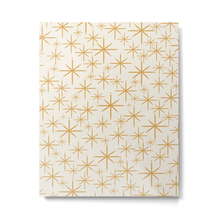 Twinkling Mid Century Modern Starburst Pattern Cream and Muted Mustard Gold Metal Print Gallery Image 1