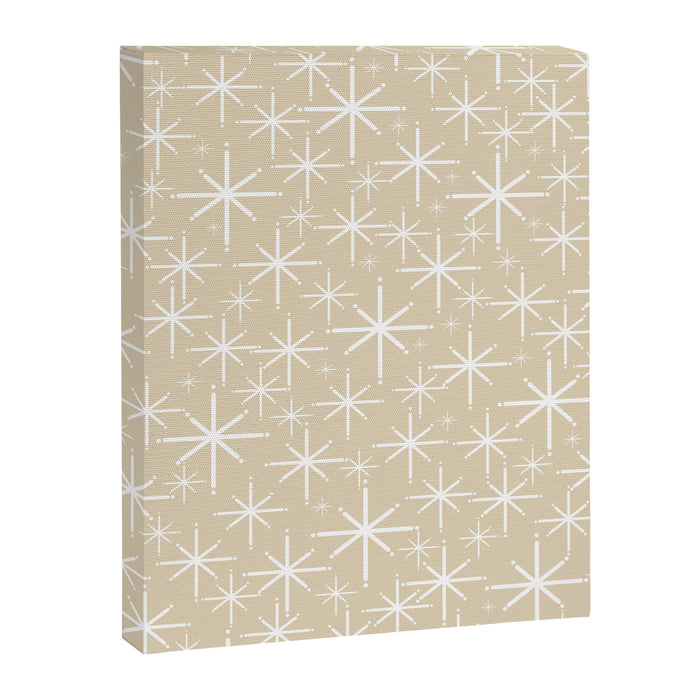 Twinkling Mid Century Modern Starburst Pattern in Light Beige and White Canvas Print Gallery Image 1