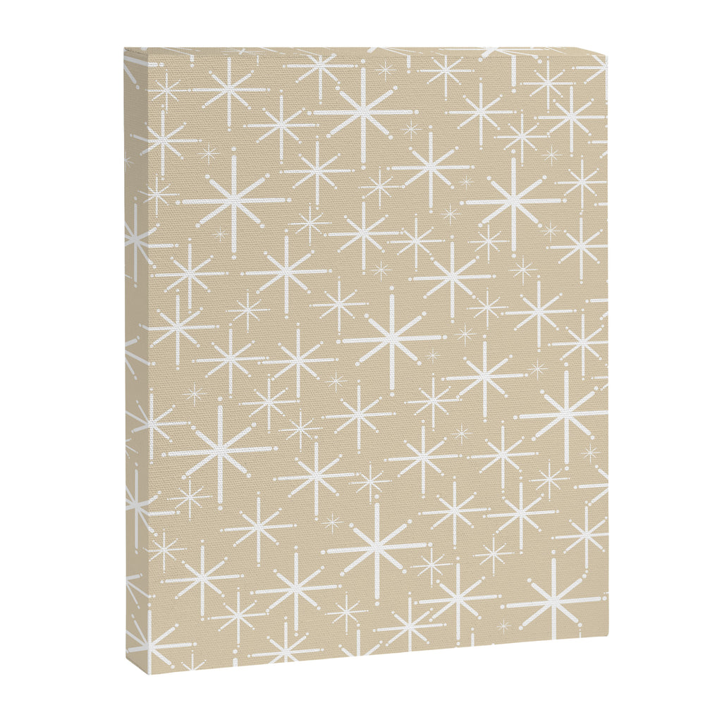 Twinkling Mid Century Modern Starburst Pattern in Light Beige and White Canvas Print Gallery Image 8