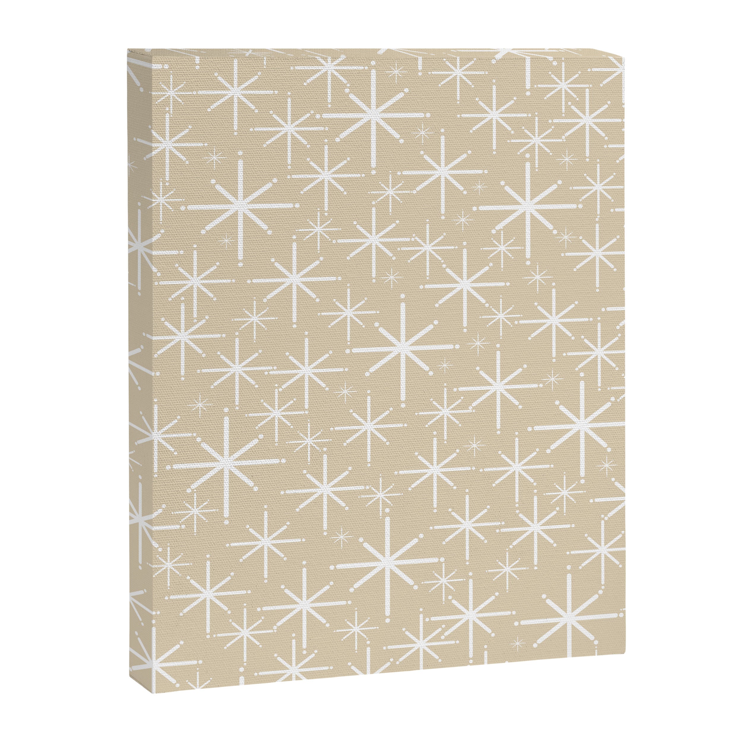 Twinkling Mid Century Modern Starburst Pattern in Light Beige and White Canvas Print Gallery Image 8