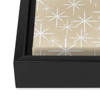 Twinkling Mid Century Modern Starburst Pattern in Light Beige and White Framed Canvas Print Gallery Image 3