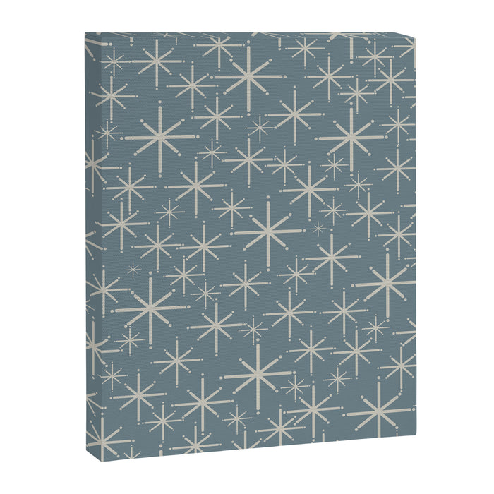 Twinkling Mid Century Modern Starburst Pattern Neutral Blue Gray Canvas Print Gallery Image 1