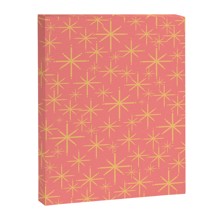 Twinkling Retro Starburst Pattern in Pink and Mustard Yellow Canvas Print Gallery Image 1