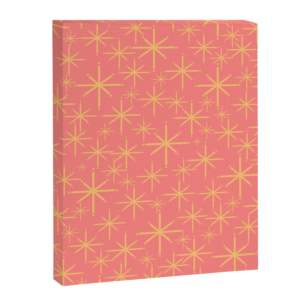 Twinkling Retro Starburst Pattern in Pink and Mustard Yellow Canvas Print Gallery Image 8