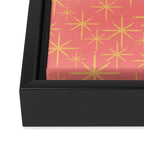 Twinkling Retro Starburst Pattern in Pink and Mustard Yellow Framed Canvas Print Gallery Image 3