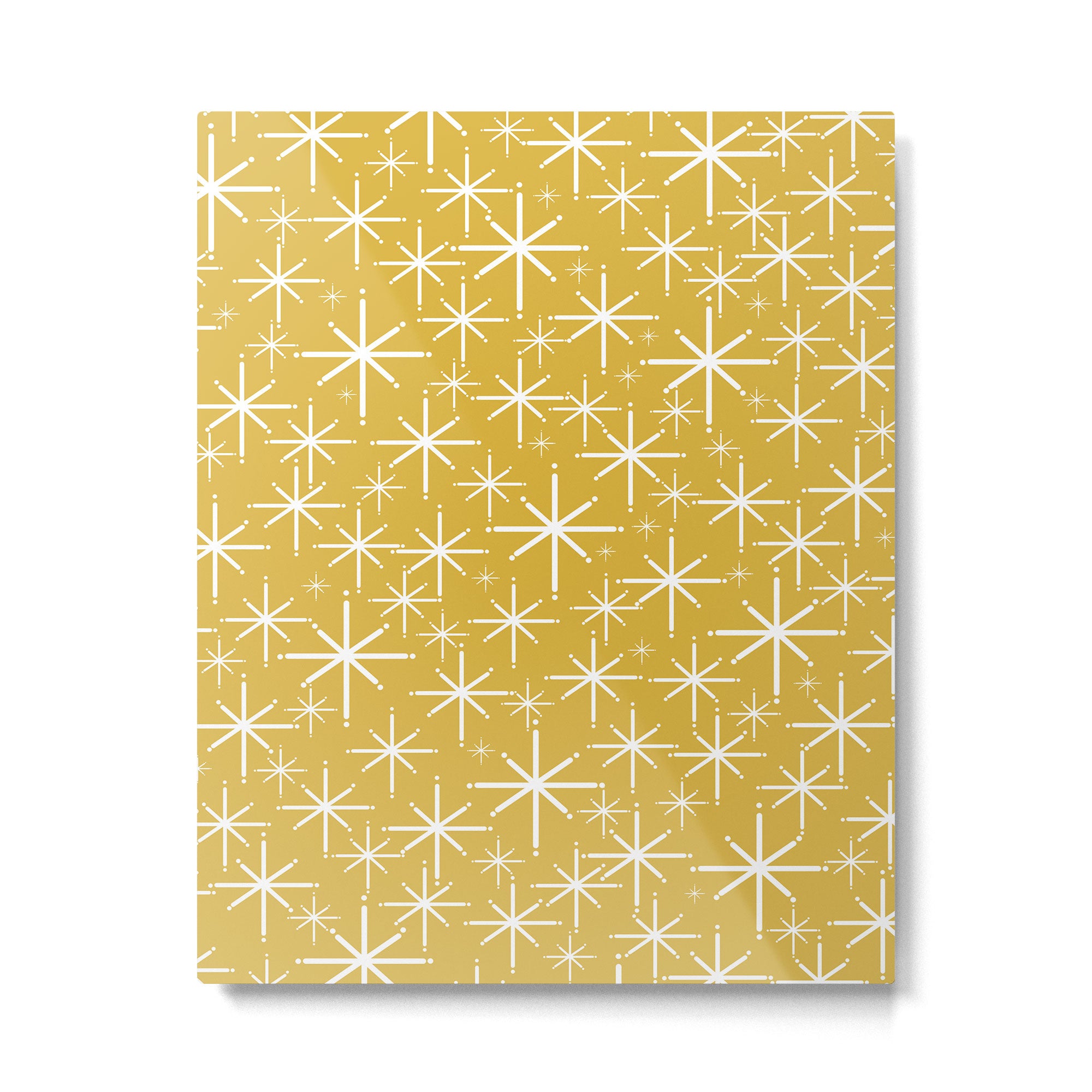 Twinkling Starbursts Mid Century Modern Pattern in Light Mustard Yellow and White Metal Print Gallery Image 6