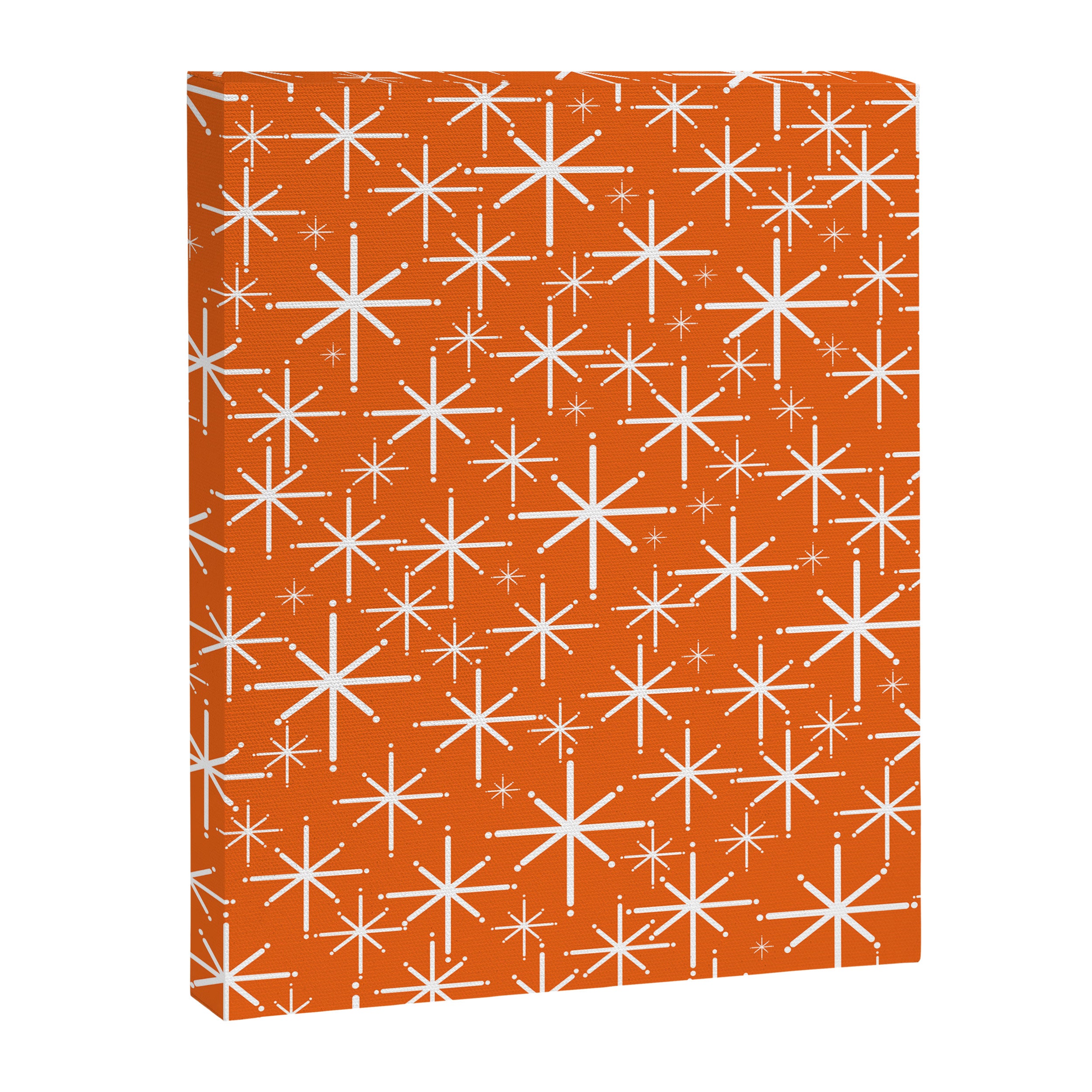 Twinkling Starbursts Mid Century Modern Pattern in Orange and White Canvas Print Gallery Image 8