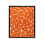 Twinkling Starbursts Mid Century Modern Pattern in Orange and White Framed Canvas Print Gallery Image 8