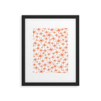 Twinkling Starbursts Mid Century Modern Pattern in White and Orange Framed Art Print Gallery Image 6