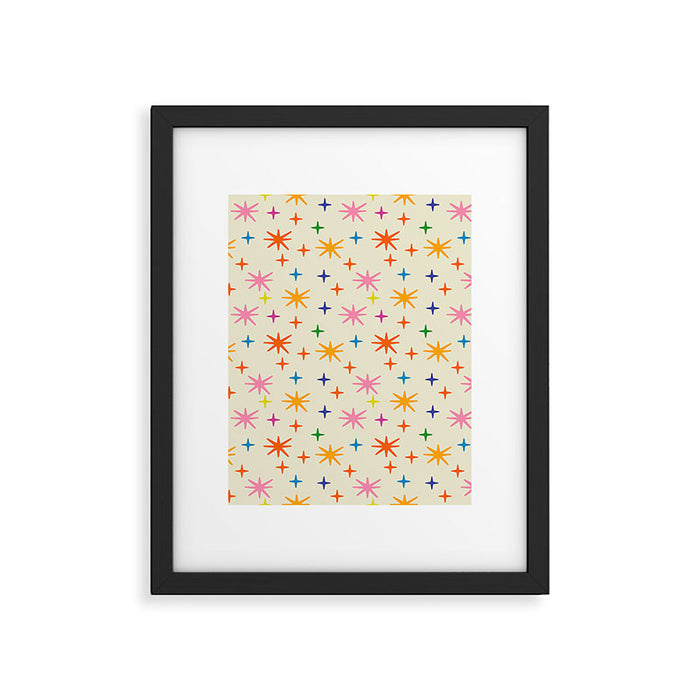 Twinkly Stars Cute and Colorful Pattern Framed Art Print Gallery Image 1