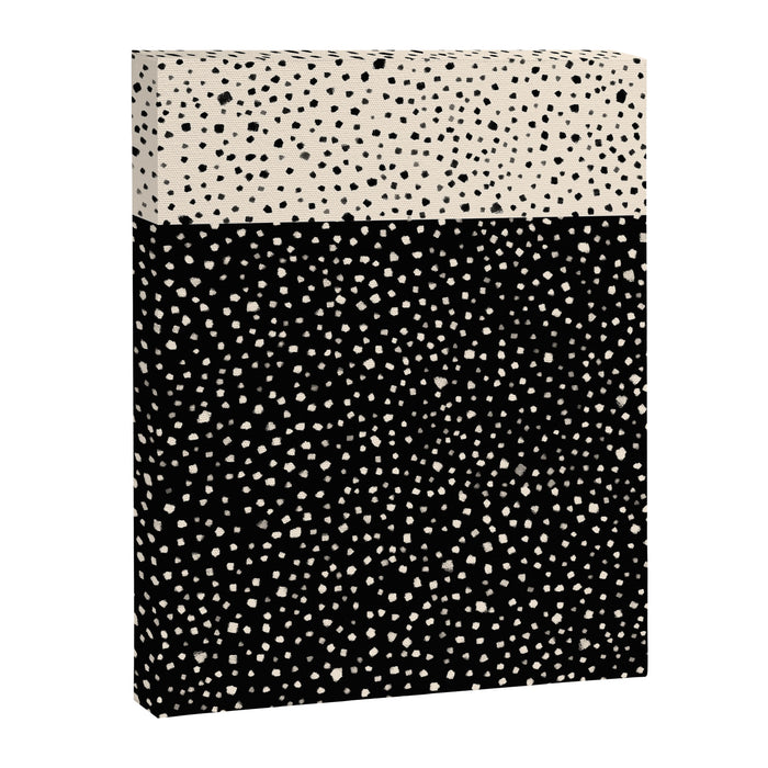 Two-Tone Painted Smudge Dots Pattern in Black and Almond Cream Canvas Print Gallery Image 1
