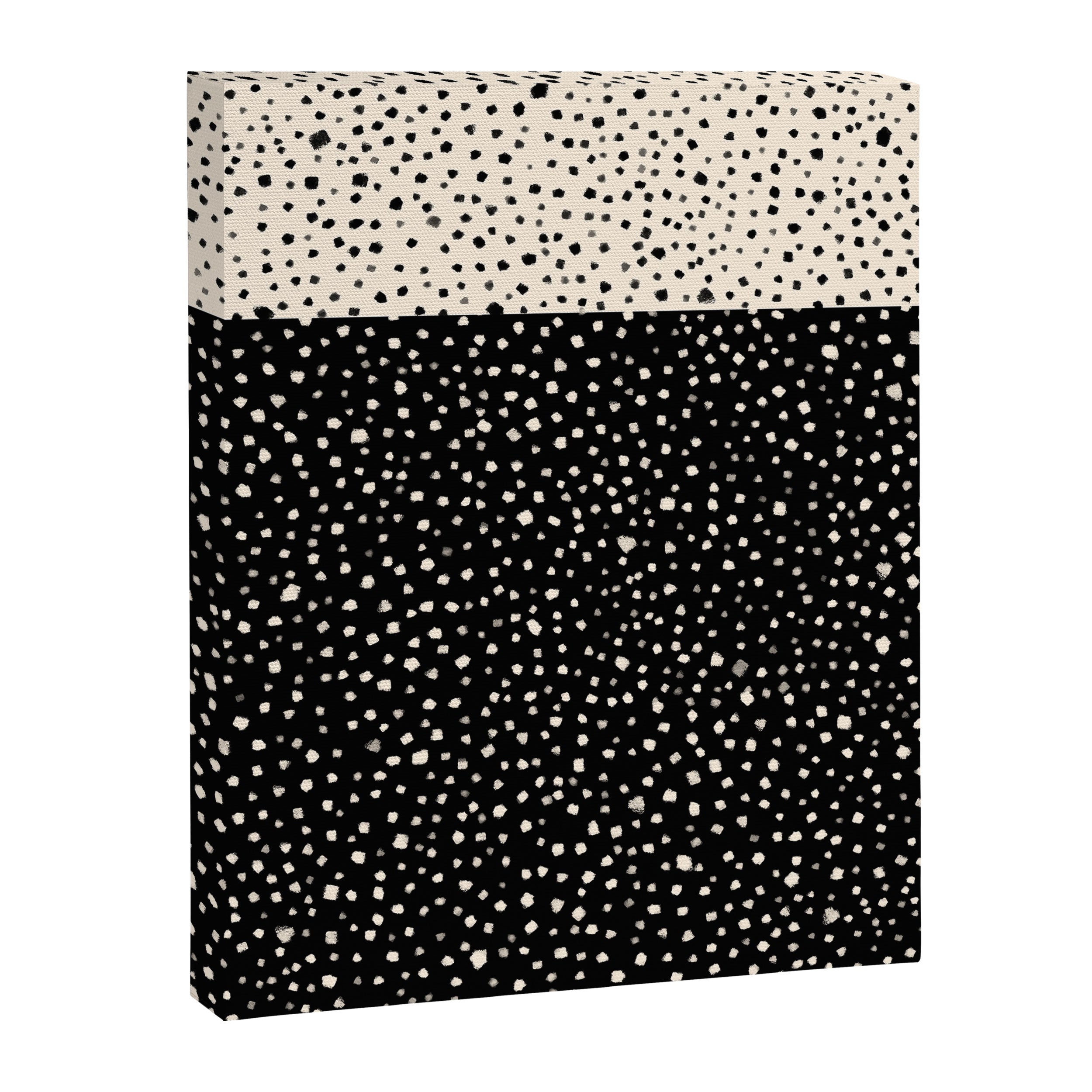 Two-Tone Painted Smudge Dots Pattern in Black and Almond Cream Canvas Print Gallery Image 6