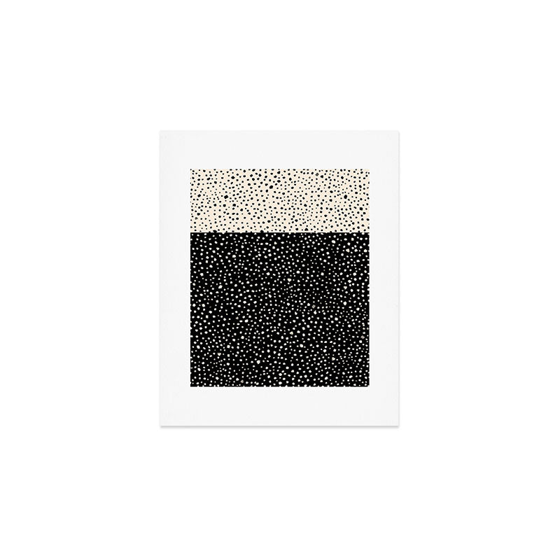 Two-Tone Painted Smudge Dots Pattern in Black and Almond Cream Art Print Gallery Image 1