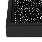 Two-Tone Painted Smudge Dots Pattern in Black and Almond Cream Framed Canvas Print Gallery Image 3