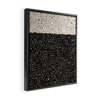 Two-Tone Painted Smudge Dots Pattern in Black and Almond Cream Framed Canvas Print Gallery Image 2
