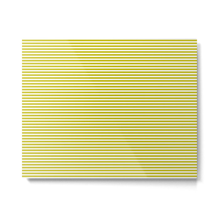 Ultra Fine Stripe Narrow Pinstripe Pattern in Chartreuse and White Metal Print Gallery Image 1