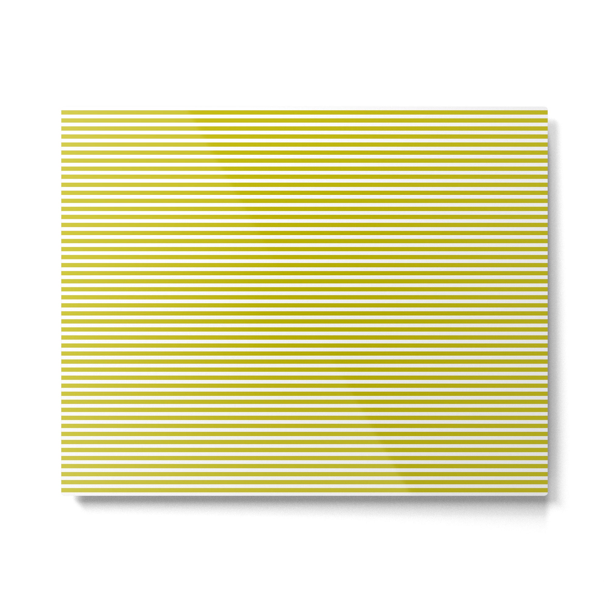 Ultra Fine Stripe Narrow Pinstripe Pattern in Chartreuse and White Metal Print Gallery Image 4