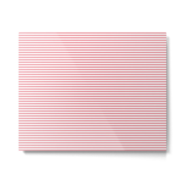 Ultra Fine Stripe Narrow Pinstripe Pattern in Cottage Pink and White Metal Print Gallery Image 1