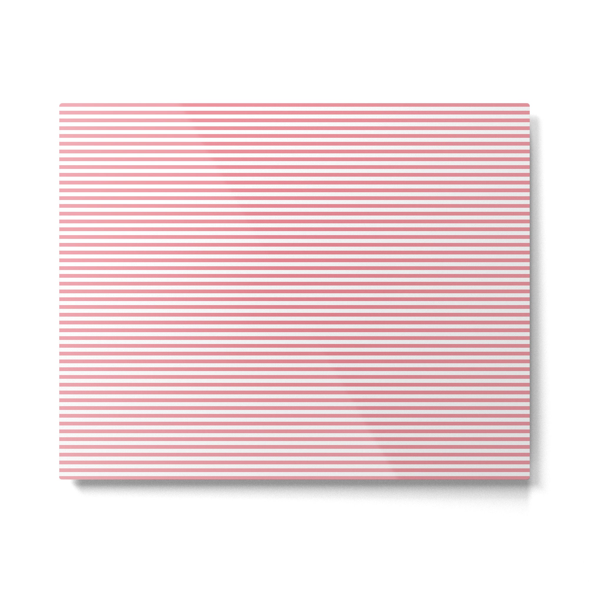 Ultra Fine Stripe Narrow Pinstripe Pattern in Cottage Pink and White Metal Print Gallery Image 4