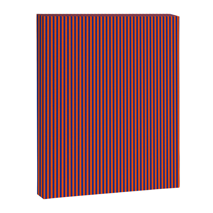Ultra Fine Stripe Narrow Vertical Pinstripe Pattern in Bold Blue and Orange Canvas Print Gallery Image 1