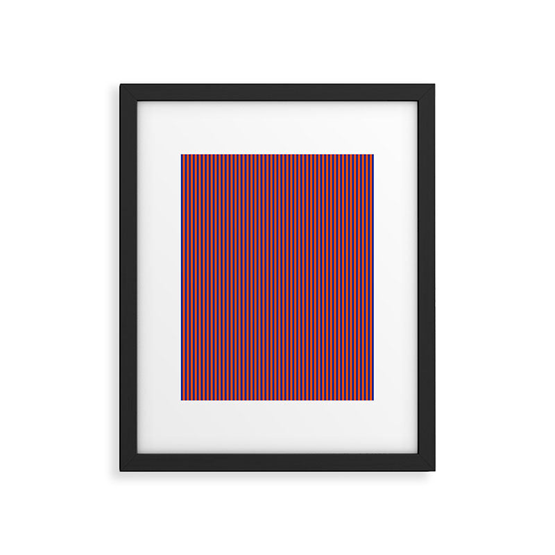 Ultra Fine Stripe Narrow Vertical Pinstripe Pattern in Bold Blue and Orange Framed Art Print Gallery Image 5