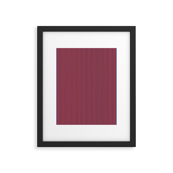 Ultra Fine Stripe Narrow Vertical Pinstripe Pattern in Bold Blue and Orange Framed Art Print Gallery Image 1