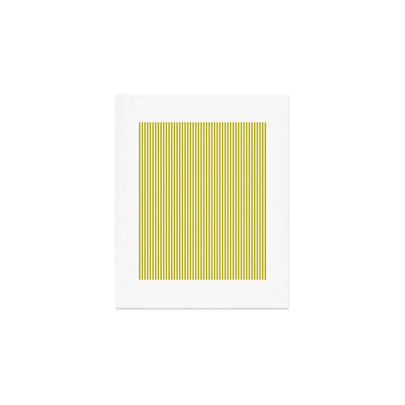 Ultra Fine Stripe Narrow Vertical Pinstripe Pattern in Chartreuse and White Art Print Gallery Image 1